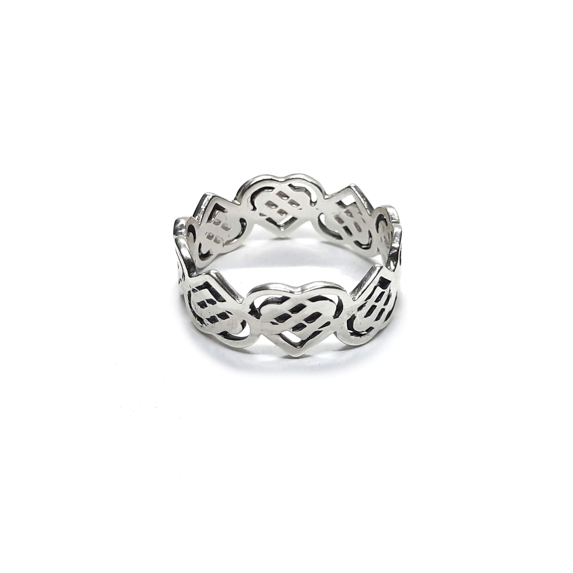 Anillo de Plata Esterlina Genuino Sólido Estampado 925 corazones celtas