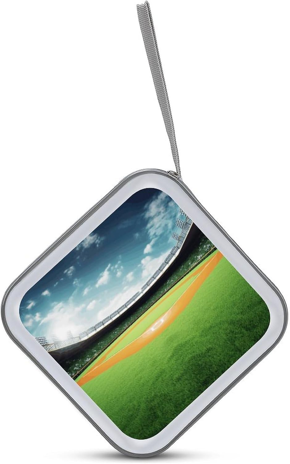Green Baseball Field Backdrop CD Case 40 Capacity CD/DVD Case Holder Disc Storage Organizer Wallet Bag Portable Zipper CD Case Holder for Car Home Office Travel
