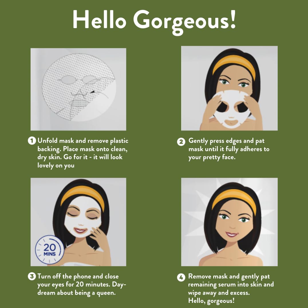 MISS SPA Avocado Ultra-Hydrating Sheet Mask Nourishing Face Mask with Avocado & Honey Deep Moisture Radiant Glow Biodegradable Cotton Dermatologist Tested Clean, 4 pack - Image 4