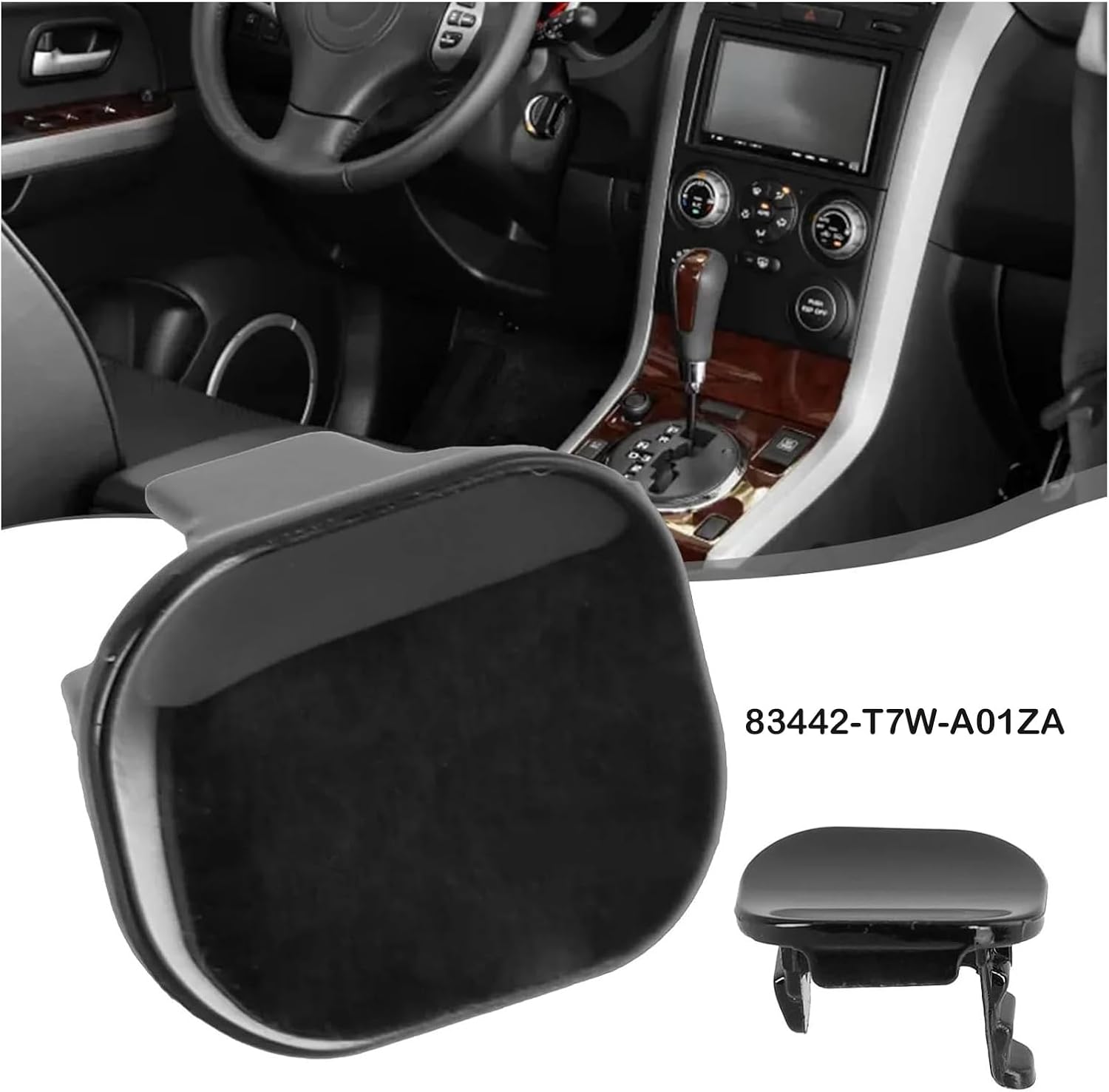 Black Shift Lock Release Button Cover Lid Compatible with Honda HR-V 2014-2022 | Replacement Part 83442-T7W-A01ZA