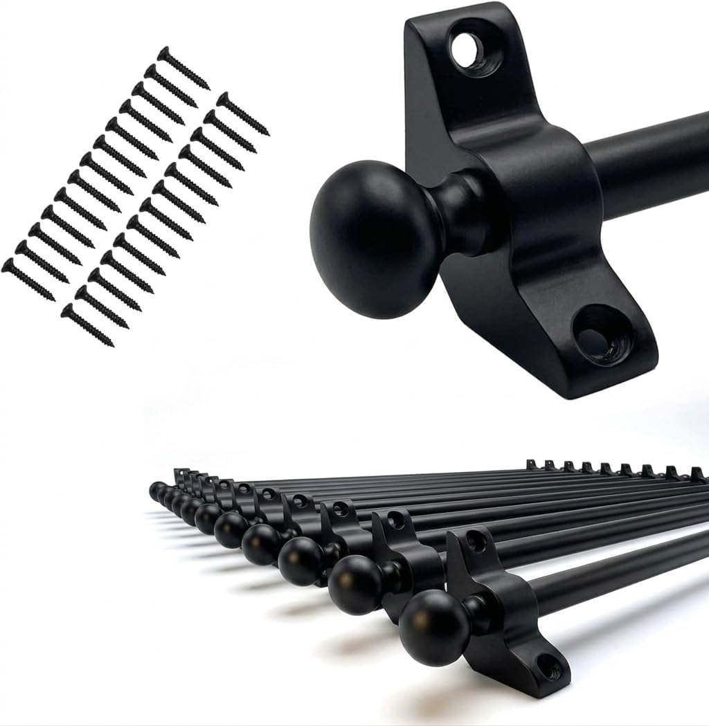 Stair Carpet Rod 70cm, Wrought Iron Runner Bar with Round Finial, Decorative Metal Rod for Staircase Runners, Includes Bracket & Fixings (1 x Single Rod)