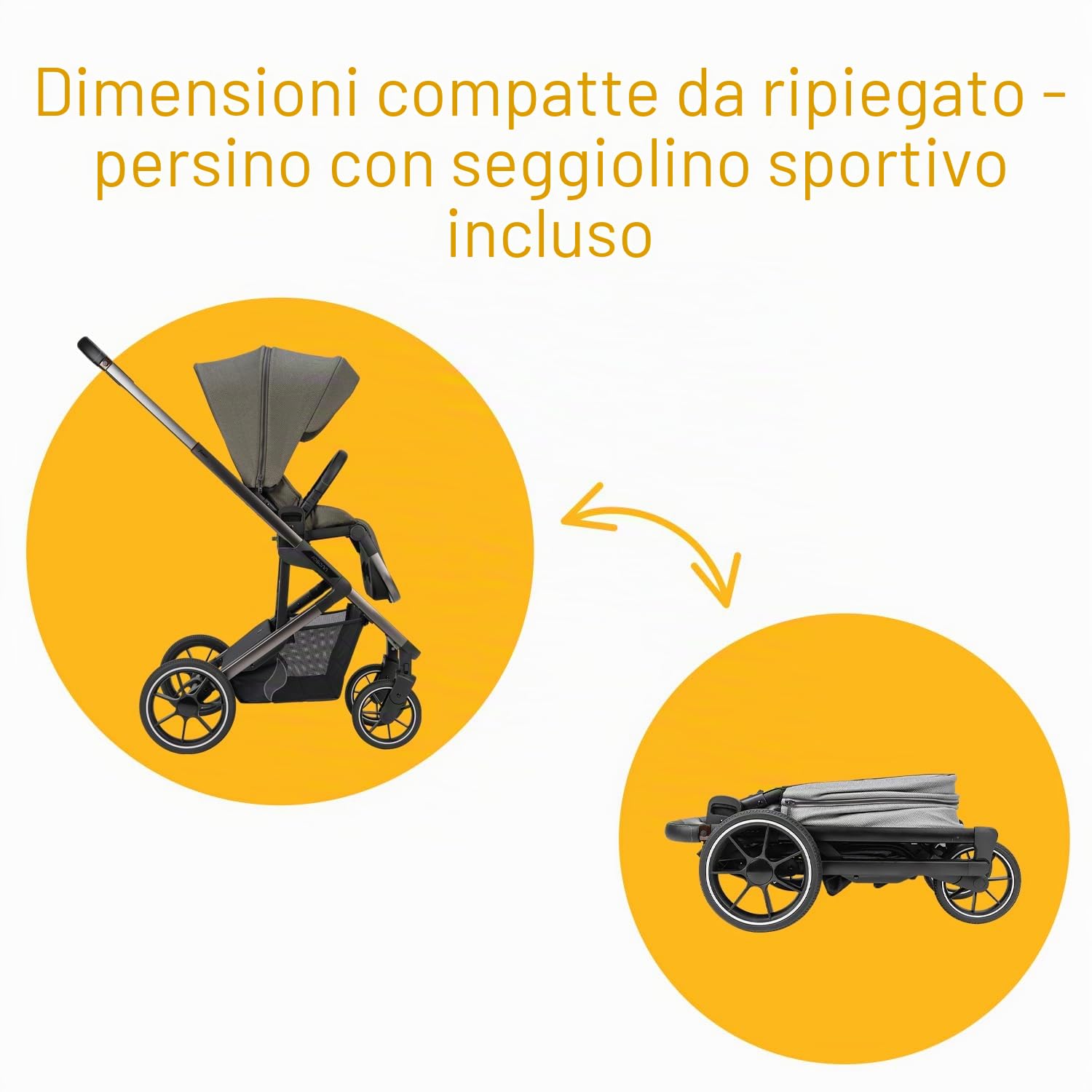 Osann Passeggino Navetta Duo Juntos Sistema Combinato - Leggero e compatto - Reversibile - Aerato - Parapioggia anti pioggia - Fronte Mamma - Fronte Mondo (Teak Marrone)
