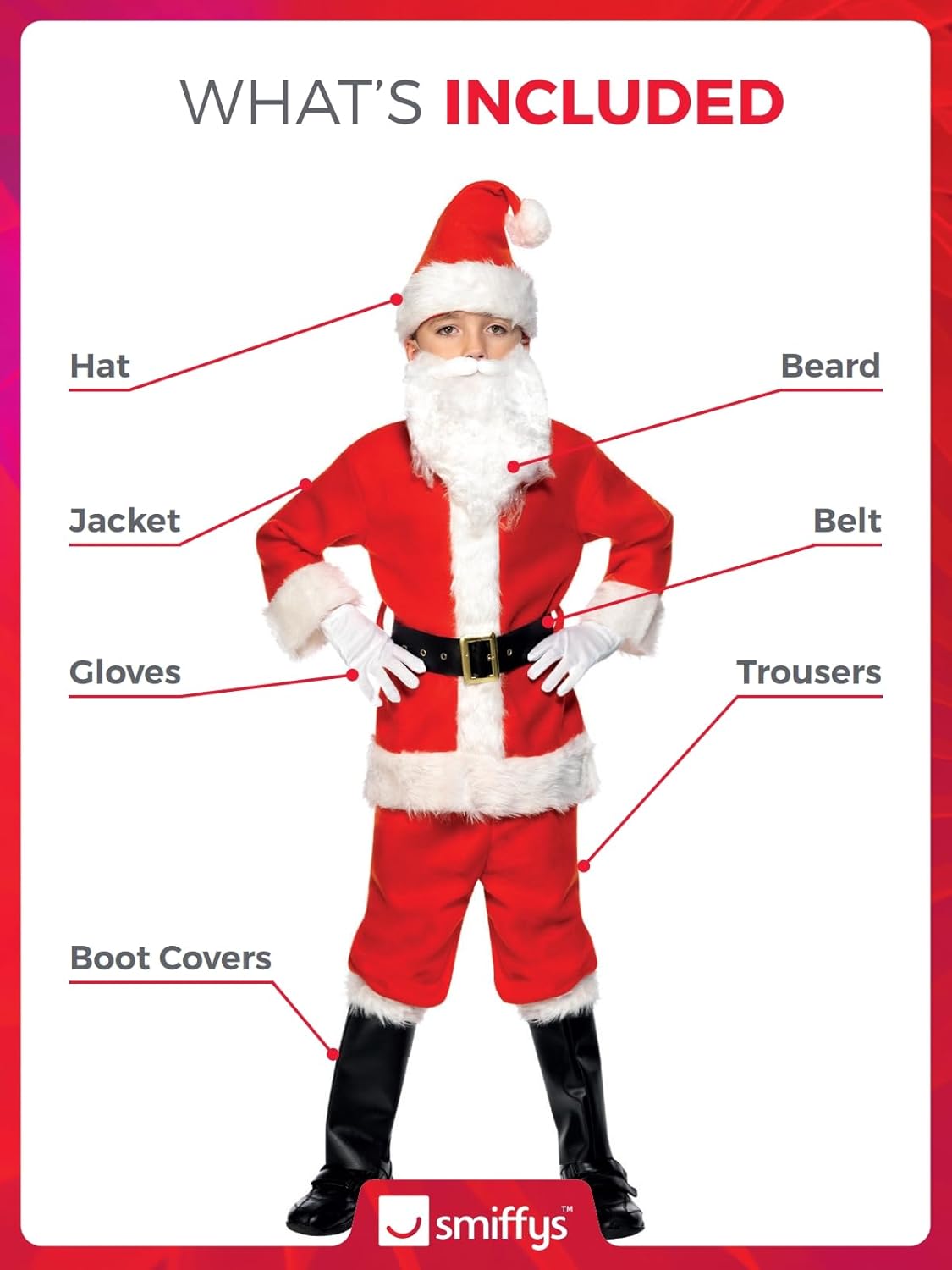 Smiffys Boys' Deluxe Santa Costume & Beard