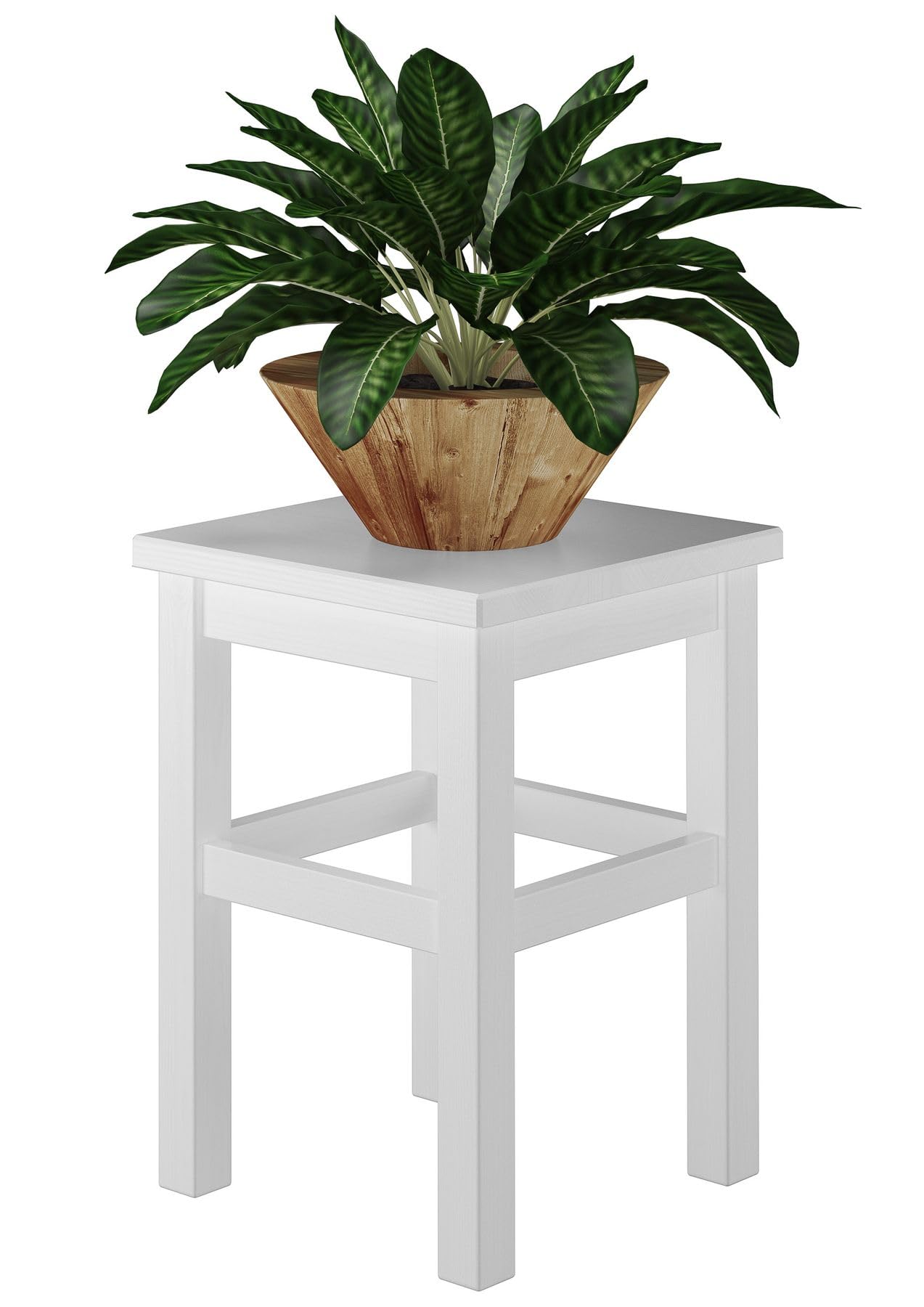 Erst-Holz Tabouret en Bois Massif sans Dossier en pin Massif Naturel ou Blanc V-90.71-41pin Blanc