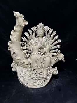 Amazon.co.jp: 宋時代 白磁 徳化窯 座蓮千手観音像 仏像 菩薩像