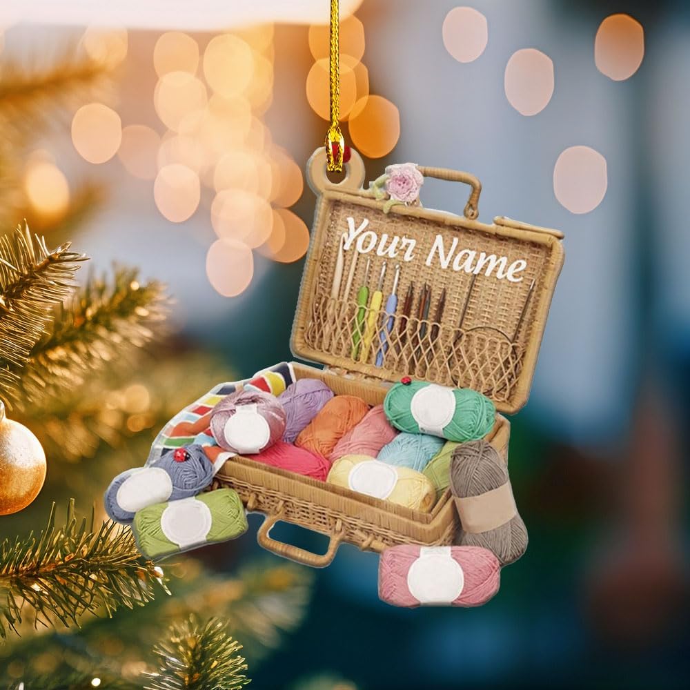 Podagree Personalized Knitting Yarns Ornament Christmas, Wool Bakset Knitting