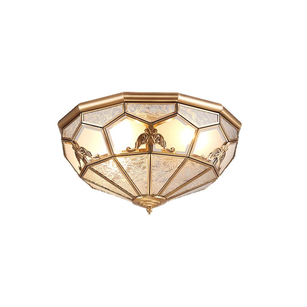 HynJGih Round Copper Ceiling lamp, Suitable for Master Bedroom, Waterproof for Bathroom, Provides Lighting for Study Room, Kitchen, Corridor.(A,35cm)