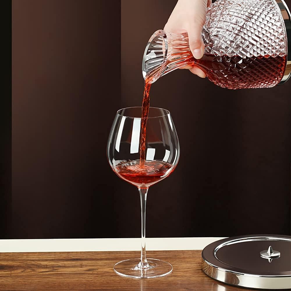 Wine Decanter,360°Rotating Glass Wine Carafe Decanter,1500 ml Red Wine Aerator for Wedding, Christmas, Wine Tasting Wine Gift