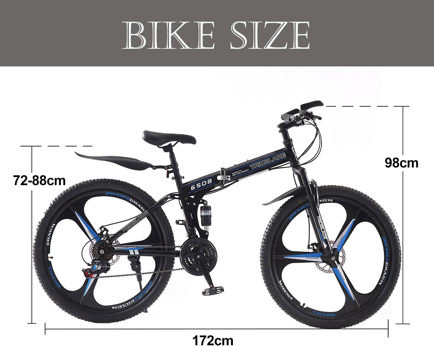 24/26/27.5 Zoll Klappbares Mountainbike, 21 Gang Shimano Schaltung, MTB mit Doppel-Federung, Leichtbau-Rahmen Mountain Bike, Faltbares Sport Fahrrad für Erwachsene