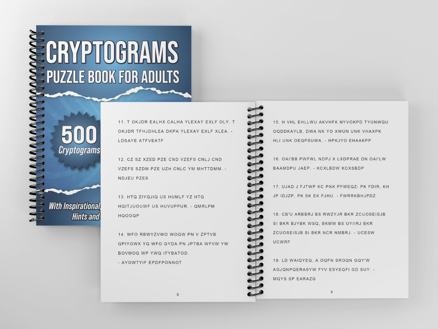 Cryptograms Puzzle Book For Adults: 500 Large Print Cryptograms With Inspirational, Funny and Clever Quotes. Hints and Solutions Included. Volume 1