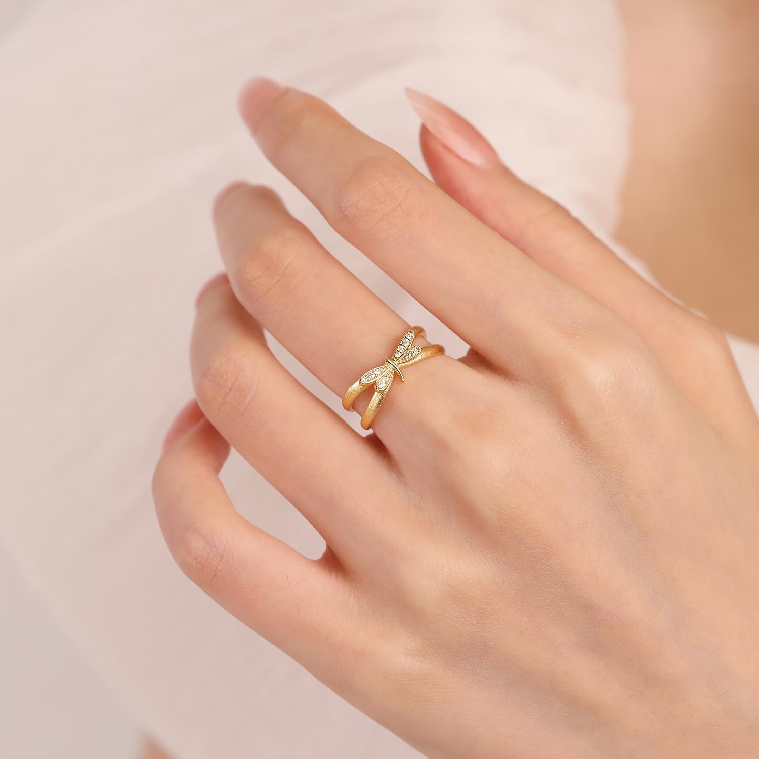 Meissa Anillo para Mujer de Libélula Ajustable Joyería en Plata de Ley 925 Disponible en Oro Plata y Oro Rosa Regalo para Niñas Mujeres Adolescentes