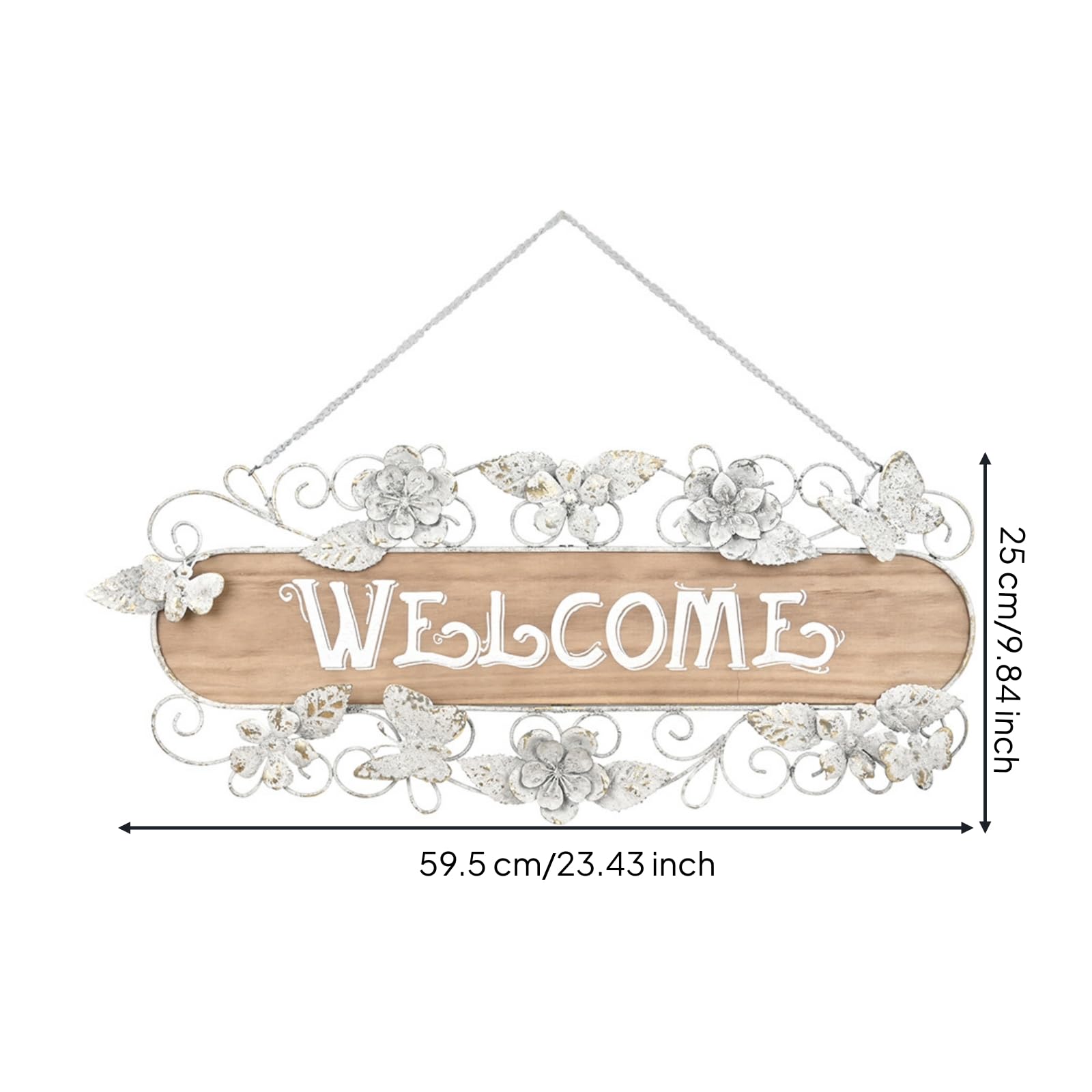Placa Decorativa con Mariposas, Bienvenido