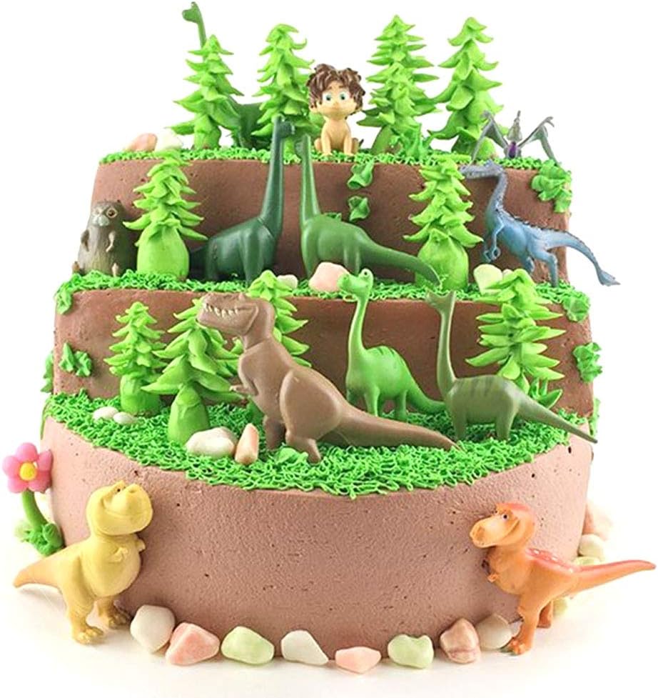 Dinosaur Action Figures | Party Decorations Supplies| Easter T-Rexes Playsets | 4 Inch Jungle Animal Toy | Set of 12 | Toys Realistic Wild | Miniature Animal Cupcake/Cake Topper | Party Favors