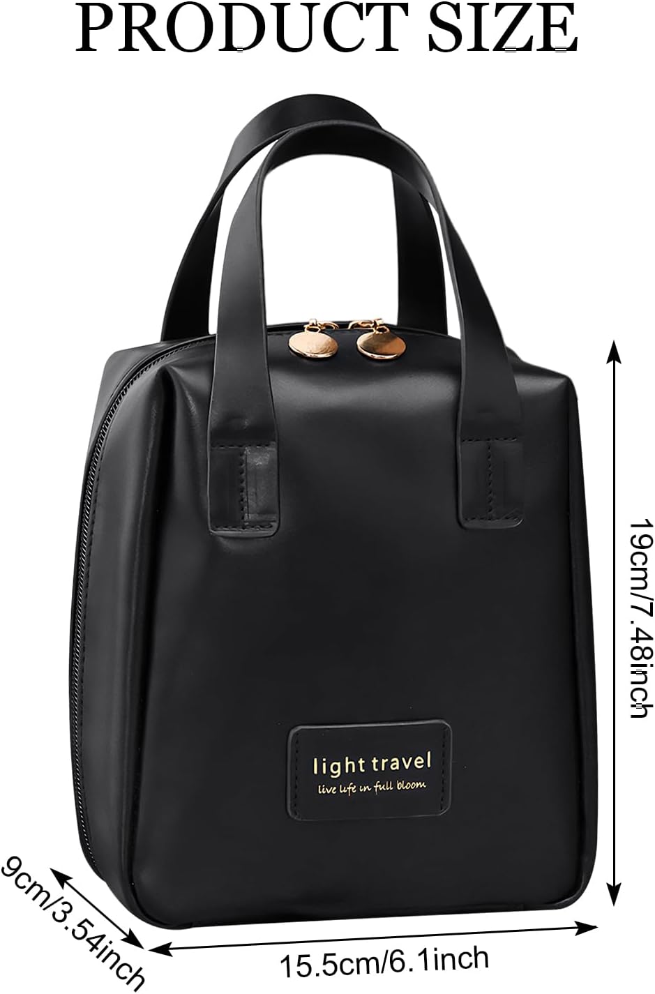 Makeup Bag, Travel Cosmetic Bag with Large Capacity, Portable Makeup Organiser, Toiletry Bag for Travel Utensils with Handle and Compartments for Women and Girls, black, 19*15.5*9, European and image 2