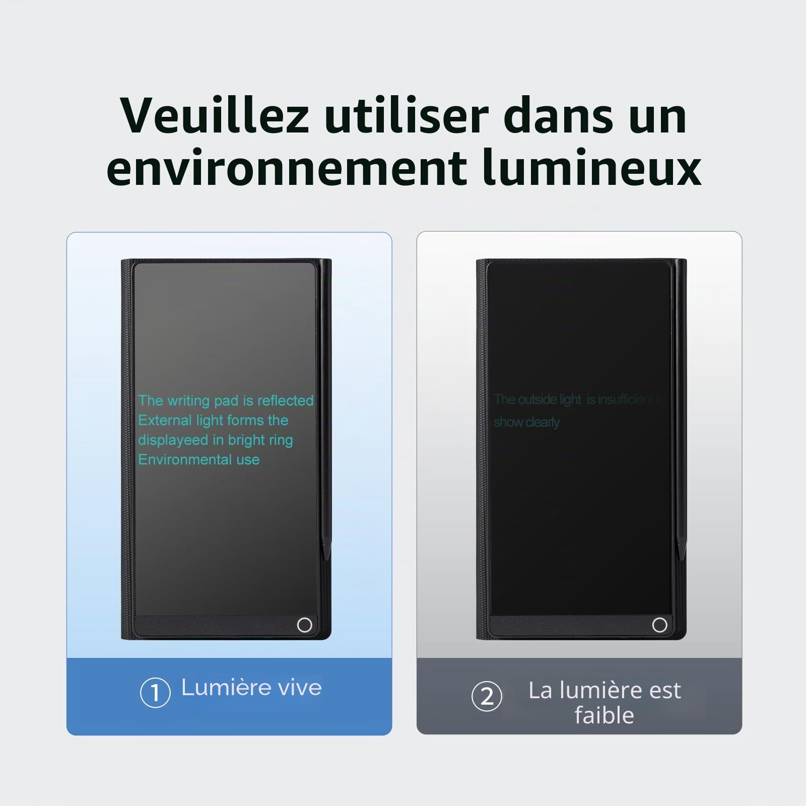 Czemo Tableau d'écriture LCD 6,5 pouces avec étui de protection réutilisable pour adulte