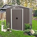 8 x 4 FT Outdoor Storage Shed, Metal Garden Shed with Floor Frame, Tool Shed Outdoor Storage with Lockable Sliding Doors & Air Vents, Storage House Waterproof for Backyard, Lawn, Gray
