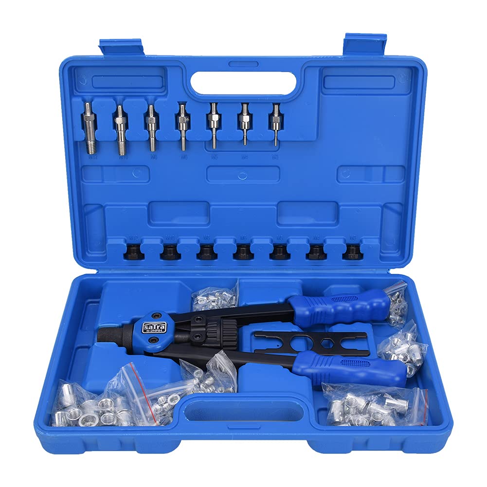Pistola manual para remachar tuercas roscadas y herramienta manual de inserción para aplicaciones de fabricación en chapa, plástico y fibra de vidrio con mandriles M3 M4 M5 M6 M8