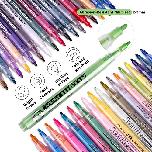 Betem Acrylic Paint Markers Paint Pens 36 Colors, Premium Medium Tip Acrylic Paint Pens For Wood, Canvas, Stone, Rock Painting, Glass, Ceramic Surfaces, Diy Crafts Making Art Supplies #TOP1