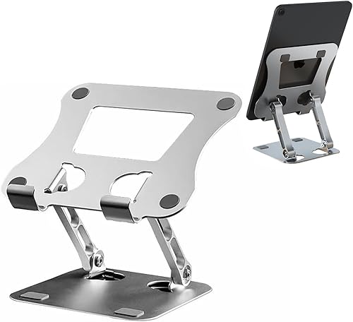 Soporte para tablet para escritorio, soporte plegable portátil de aluminio para tablet a nivel de ojos, ajustable para oficina en casa, compatible