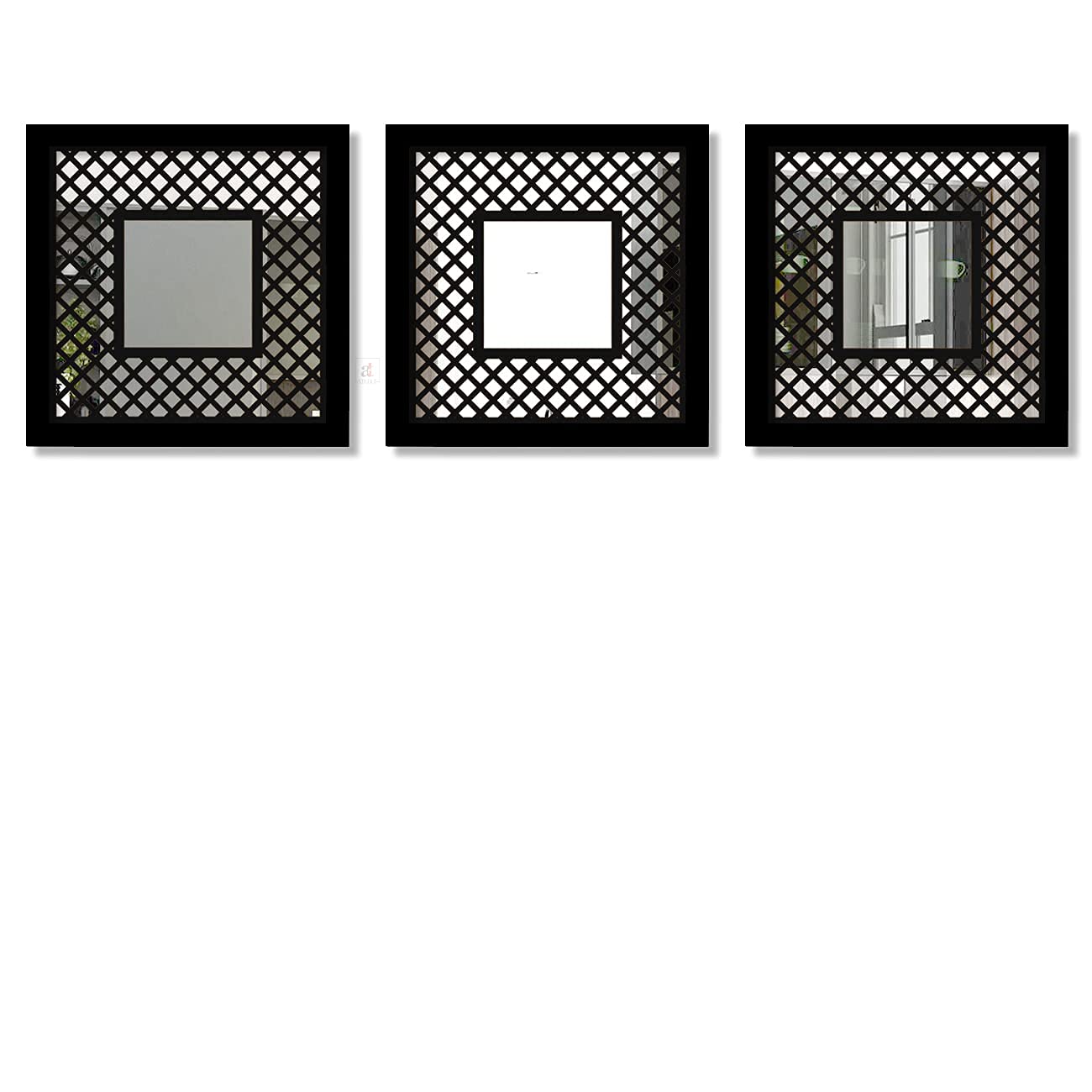 Art Street Engineered Wood Decorative Wall Mirror Block Design Black Set of 3 Square Shape Mirror for Home Decoration & Wall Decoration- Size-13.2 X 13.2 Inches, Framed (B09298PNG2) Amazon Price History, Amazon Price Tracker