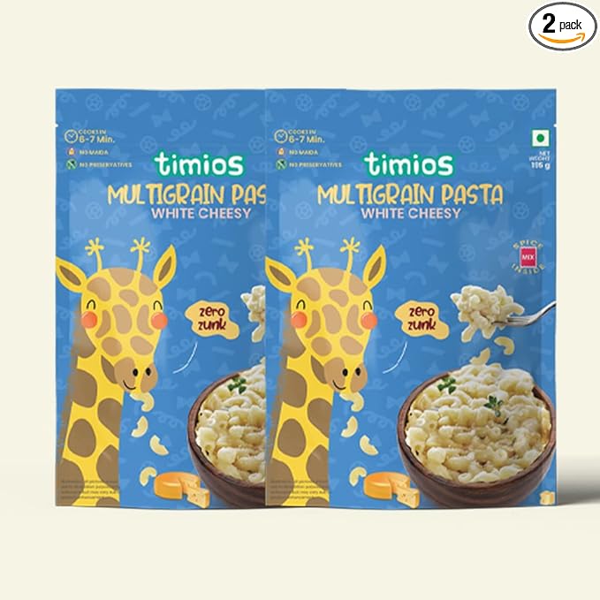 No-Maida Multigrain White Cheesy Instant Macaroni Pasta | Healthy Pasta made with Brown Rice and Corn | Pack of 2 | 195g Each