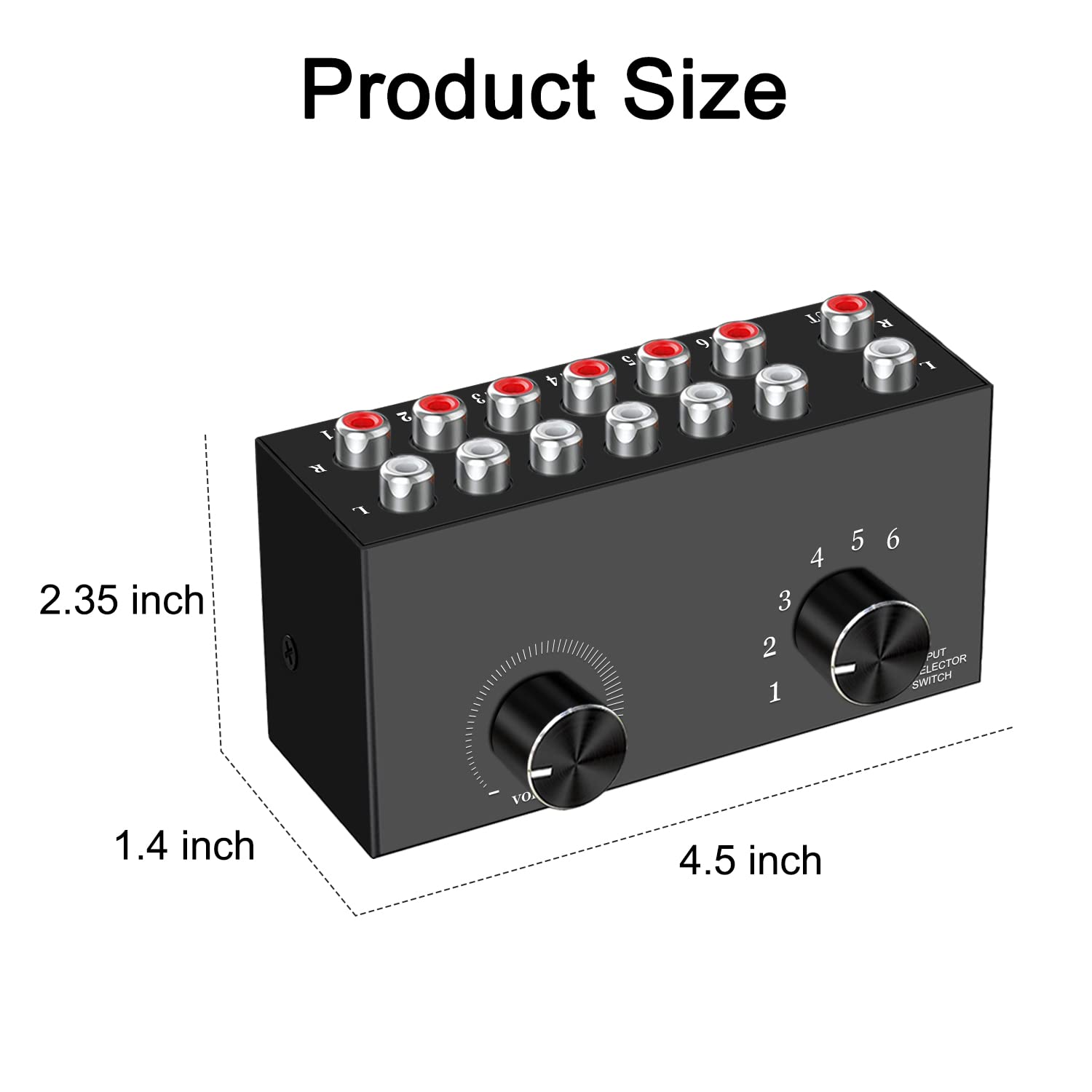 Commutatore audio, commutatore audio stereo RCA, Plug & Play, compatibile con TV, lettore Blu-ray, lettore DVD, CD, amplificatore, altoparlante (RCA Audio Switcher 6 in 1out)