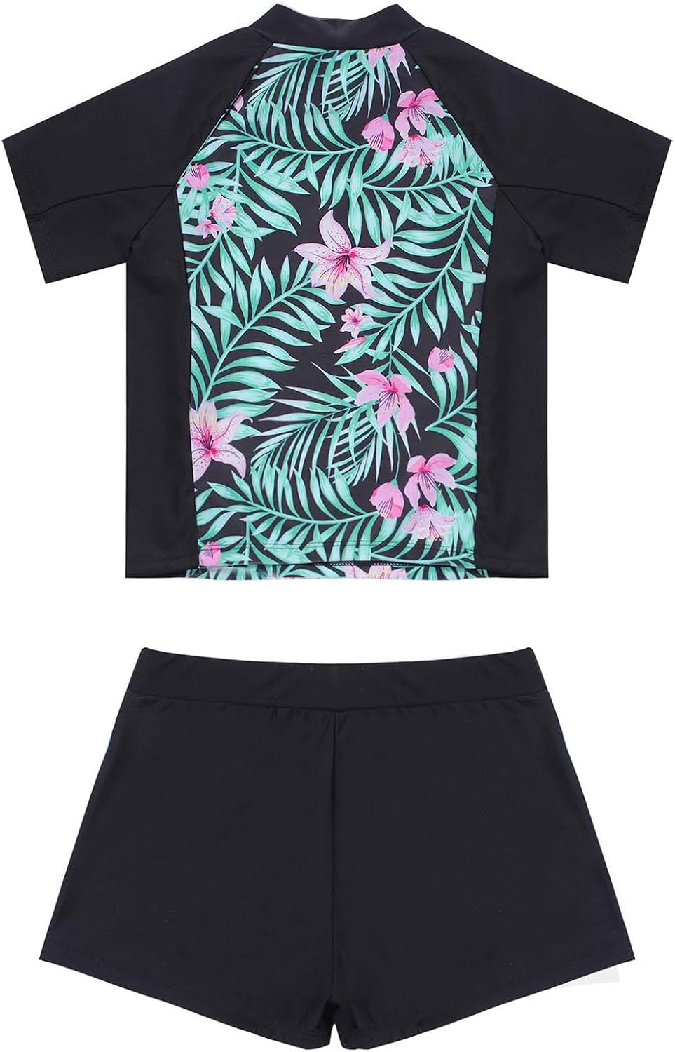 Girls' Short Sleeve Rash Guard Set UPF 50+ Sun Protection Two-Piece Swimwear Bathing Suit