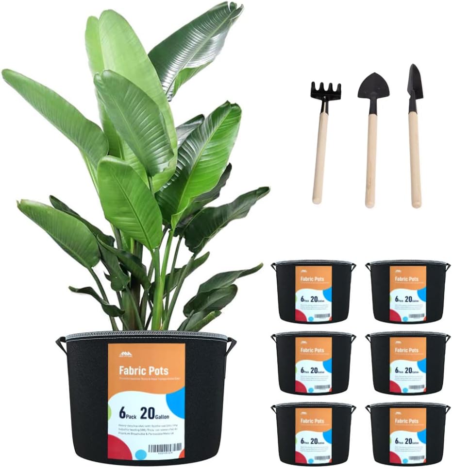 Grow Bags 20 Gallon 6 Pack, LYKO Fabric Pots for Plants Heavy Duty Thickened Nonwoven with Handles