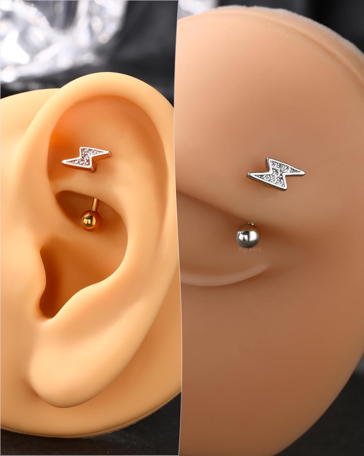 Lighting Rook Earrings 16G Eyebrow Rook Jewelry Surgical Steel Eyebrow Rook Piercing Jewelry - Image 4