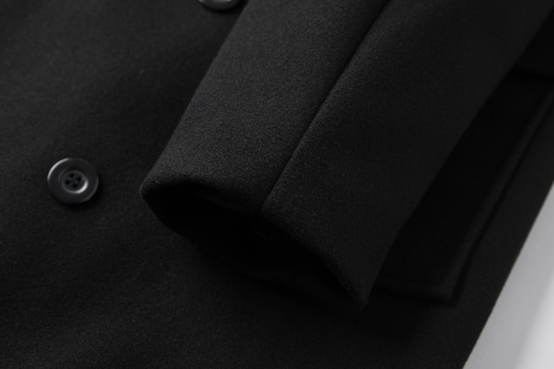 Długi trencz męski, ciepły zimowy trencz, dwurzędowa kurtka Peacoat, kurtka z kieszeniami, gruby, biznesowy, na co dzień, slim fit, klasyczny płaszcz, odzież wierzchnia (czarny, S), Czarny, S