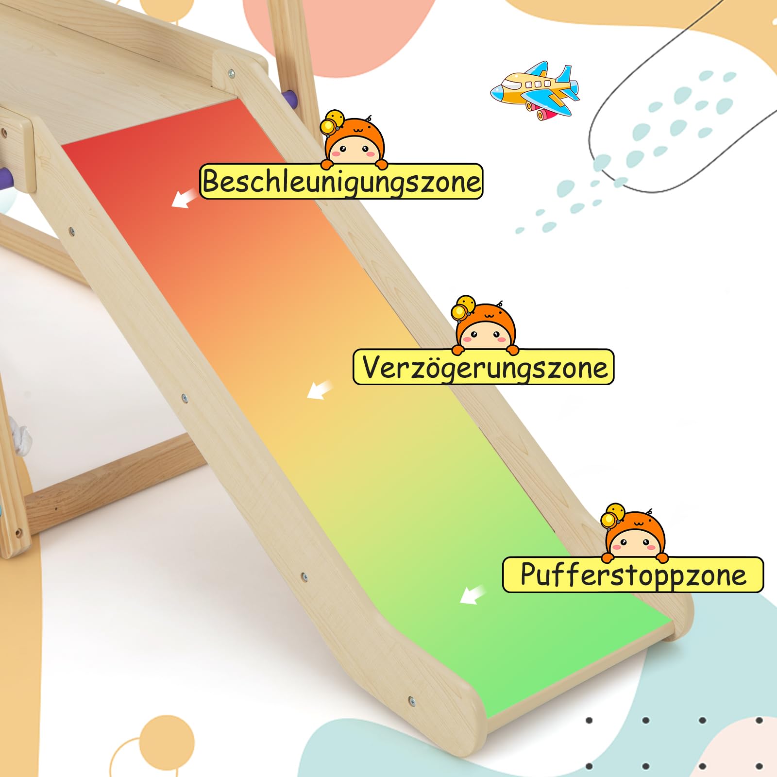 GOPLUS Kinder Klettergerüst, Kletterspielzeug Set mit Kletterleiter & Rutsche & Kletternetz & Querstange, vielseitiger Spielturm, Kletterturm Indoor aus Holz für Kinder ab 1 Jahr (Bunt)