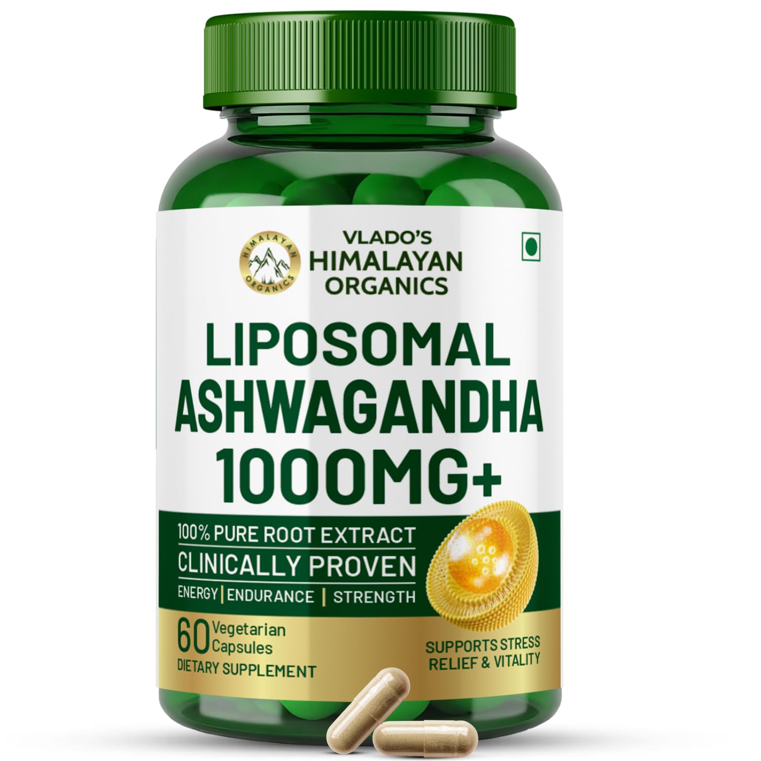 Himalayan Organics Ashwagandha 1000mg/Serve || Energy & Endurance || 120 Veg Capsules