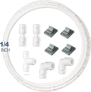 1/4" O.D RO Water Tubing(10FCS) 16 FT 1/4 Water Line With Well-Sealed adapter Quick Fittings Hose Pipe for RO(Reverse Osmosis) Water Purifier Filter System