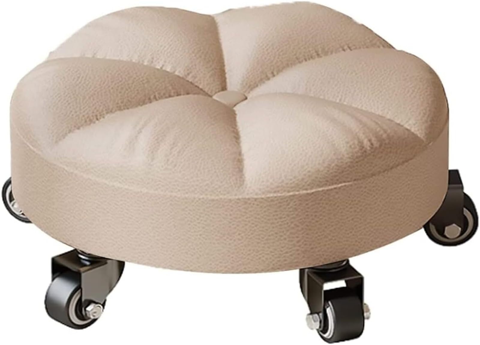 Swivel Rolling Low Stool with 5 Caster Wheels inch Height PU Leather Heavy Duty for Home and Office Modern Comfortable Wheel Chair HeightBrown 14cm(Brown)