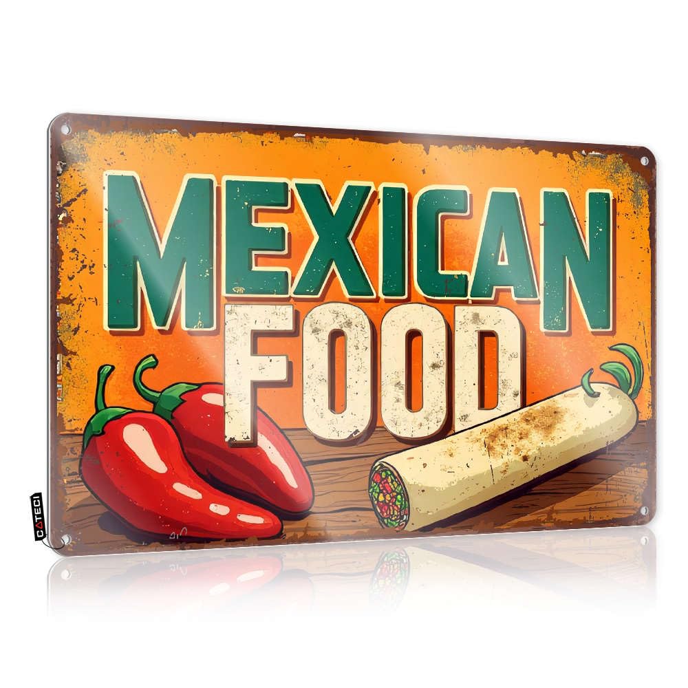 Print Plaques Gift For Mom | Mexican Food With Peppers And Burrito. Preppy Backyard Bar Decoration(30X40CM)