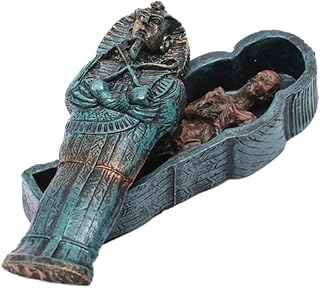 AEIOFU 1pc Egyptian Decor Aquarium Decoration Egyptian King Tutankhamun Pharaoh Sarcophagus Coffin with Mummy Figurine Set Fish Tank Ornament Tombstone Historical Sculpture