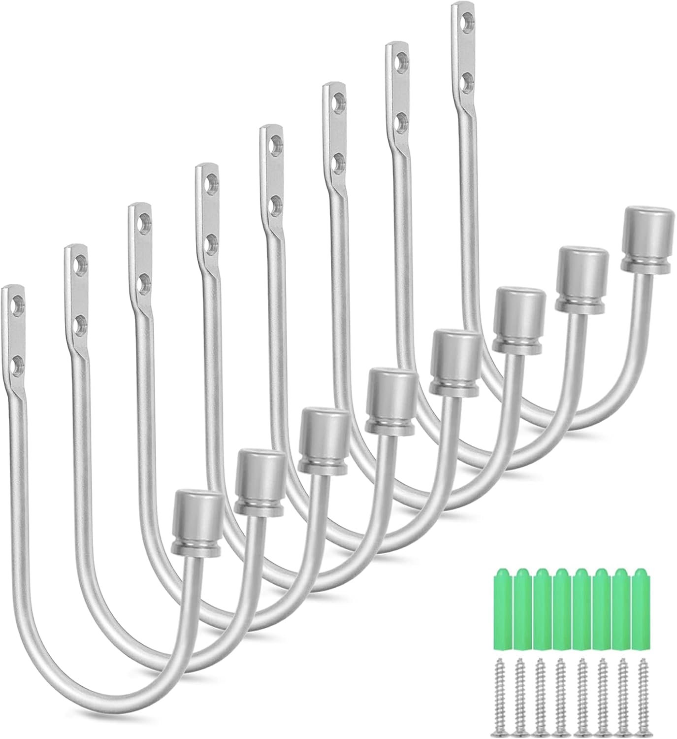 8 Pack Curtain Holdbacks, Curtain Hooks for Drapes Window Drapery, Wall Mounted Curtain Holders Curtain Tieback Hooks, Brushed Nickel Curtain Pull Backs