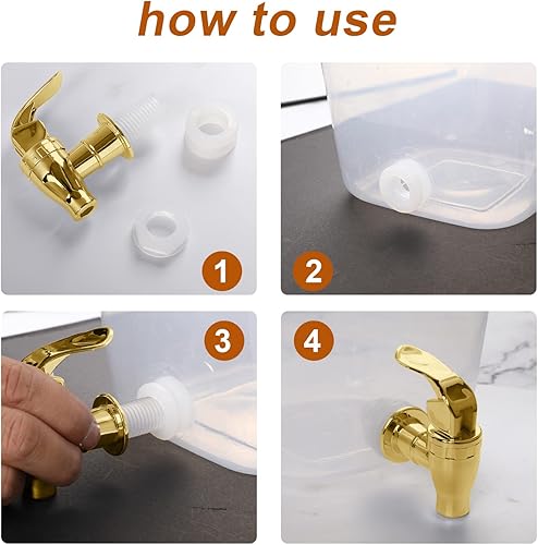 Miniatura 3 de Grifo para dispensador de bebidas, paquete de 2 boquillas doradas para dispensador de bebidas, grifo de estilo de empuje para dispensador de