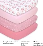 The Peanutshell 4-Pack Fitted Crib Sheet Set - Super Soft & Breathable Baby Girl Crib Sheets, Nursery Decor, Fit for Standard Mattress Cover- Pink Roses and Ditsy
