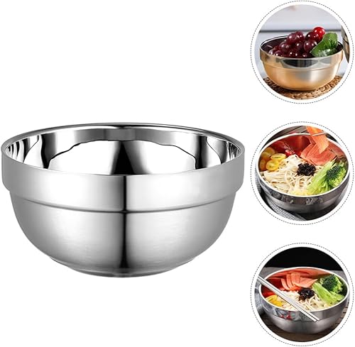 Miniatura 8 de Cuencos de sopa de acero inoxidable, doble pared aislada, cuenco de metal para aperitivos, fideos, ramen, ensalada, tazón para mezclar ensalada de