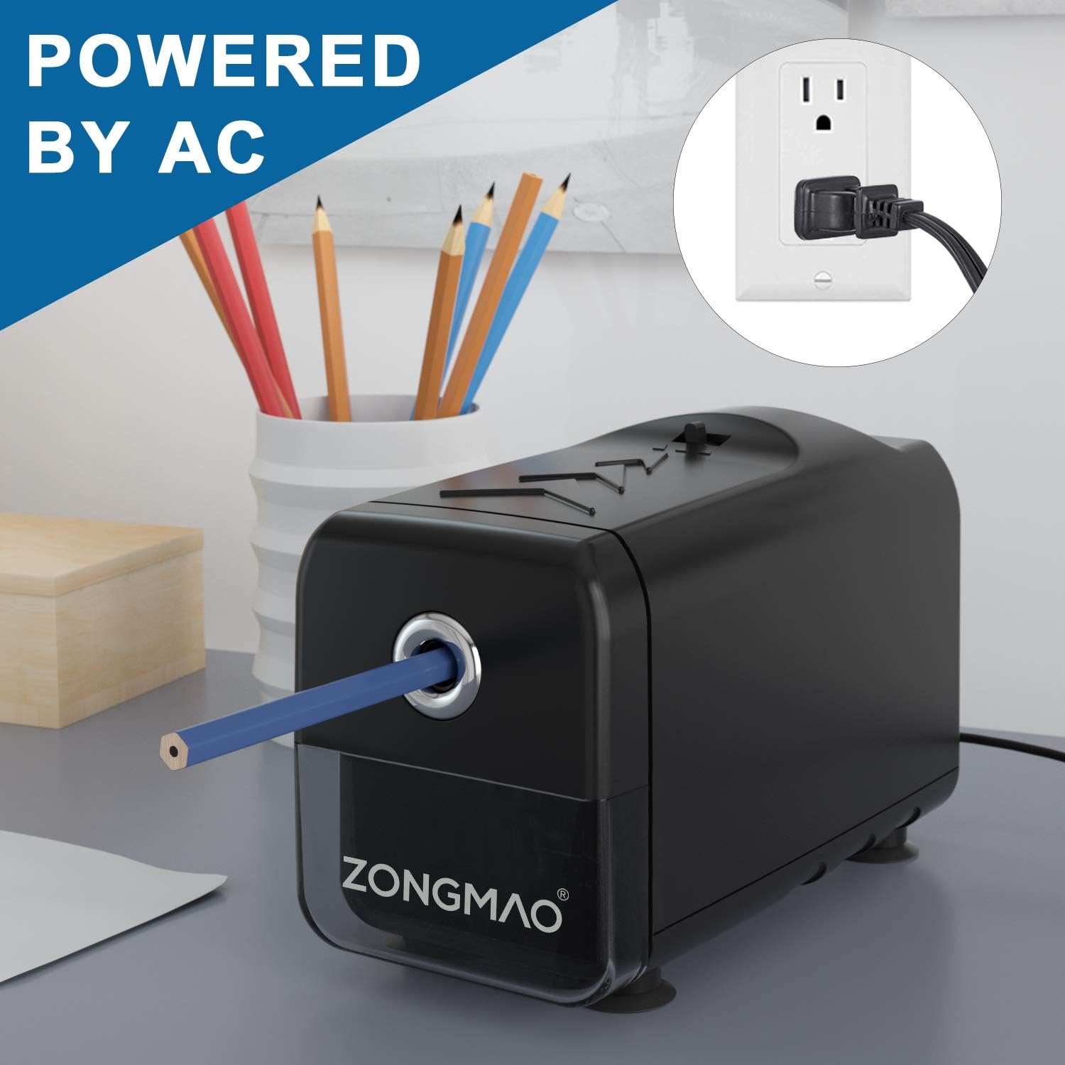 Electric Pencil Sharpener Heavy Duty,Classroom Pencil Sharpener for 6-8mm Colored/No.2 Pencils,Automatic Start/Stop,Super Sharp & Fast,Commercial Pencil Sharpener for Classroom/Office/Home : Office Products