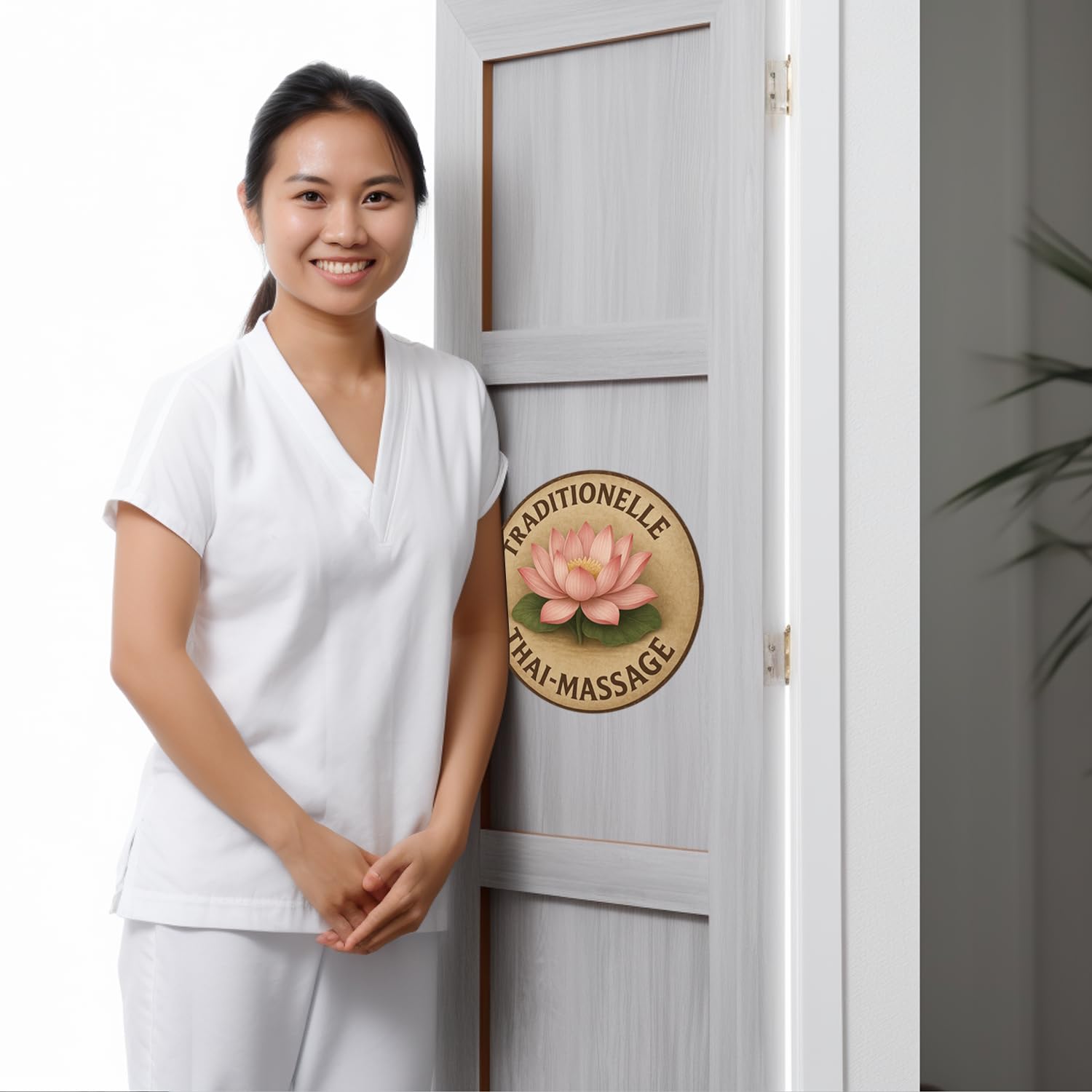 Digitaldruckaufkleber Klebefolie "Thai Massage" nach Wunsch | Größe frei wählbar | Folienaufkleber für ihr Schaufenster, Tür, etc. | DAF-126 (50 x 50 cm)