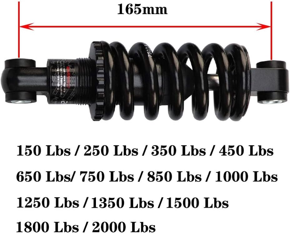 Mountain Bike Rear Shock Absorber 165mm Soft Tail Adjustable Spring Suspension (Size : 2000 Lbs)