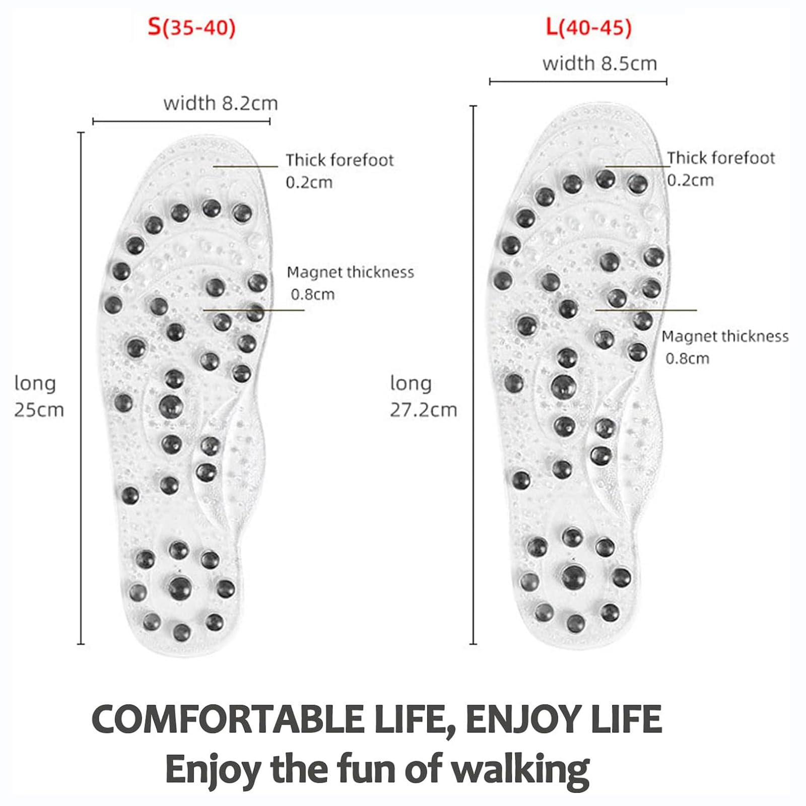 Plantillas adelgazantes, Plantillas de acupresión, Plantillas magnéticas de acupresión, Plantillas magnéticas para Mujeres y Hombres, Plantillas de Masaje ortopédico,L, 2 Pairs