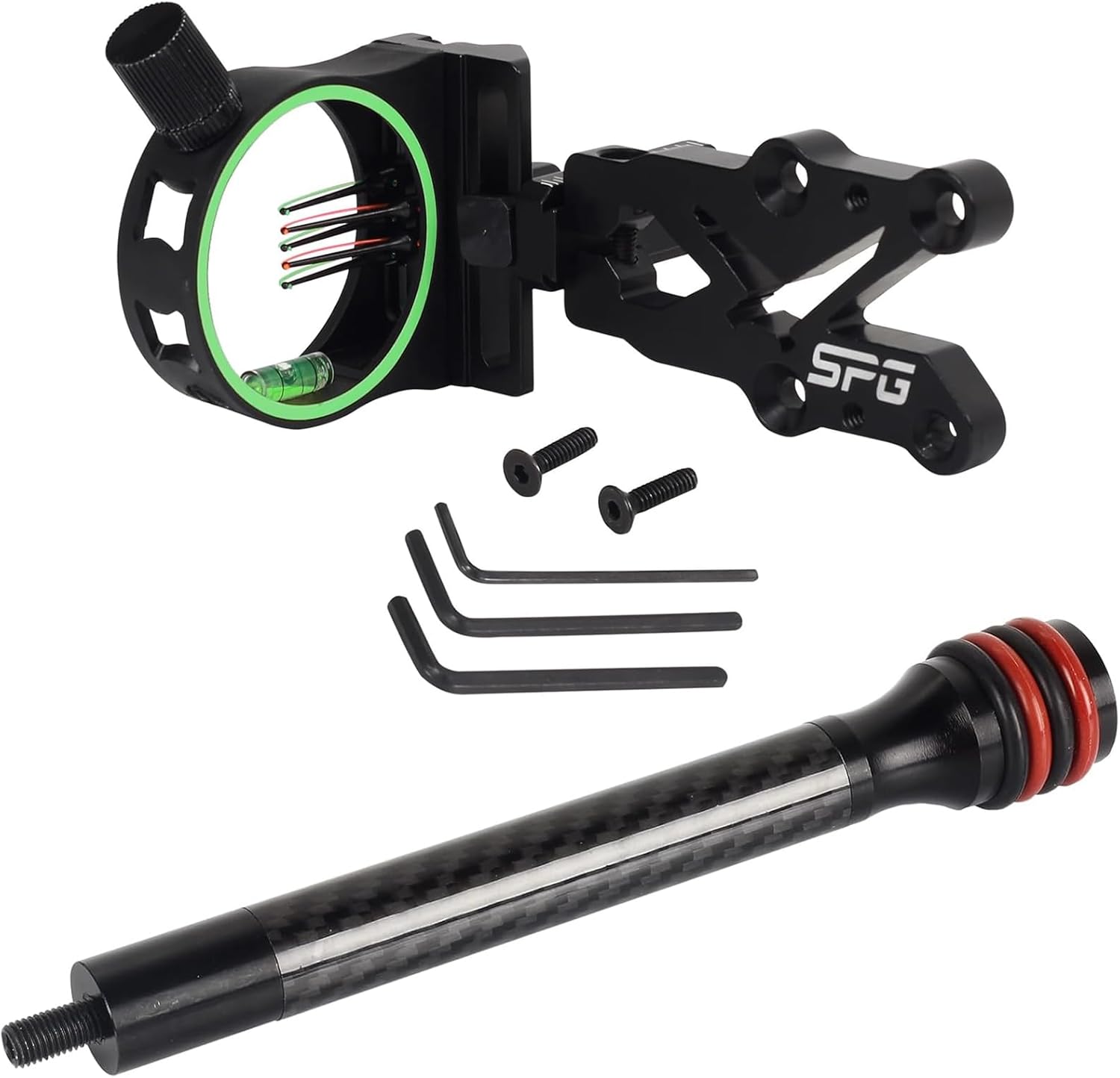 Archery .029 Fiber Optics 5 Pin Bow Sight & Archery 8″ Bow Stabilizer with Damping System