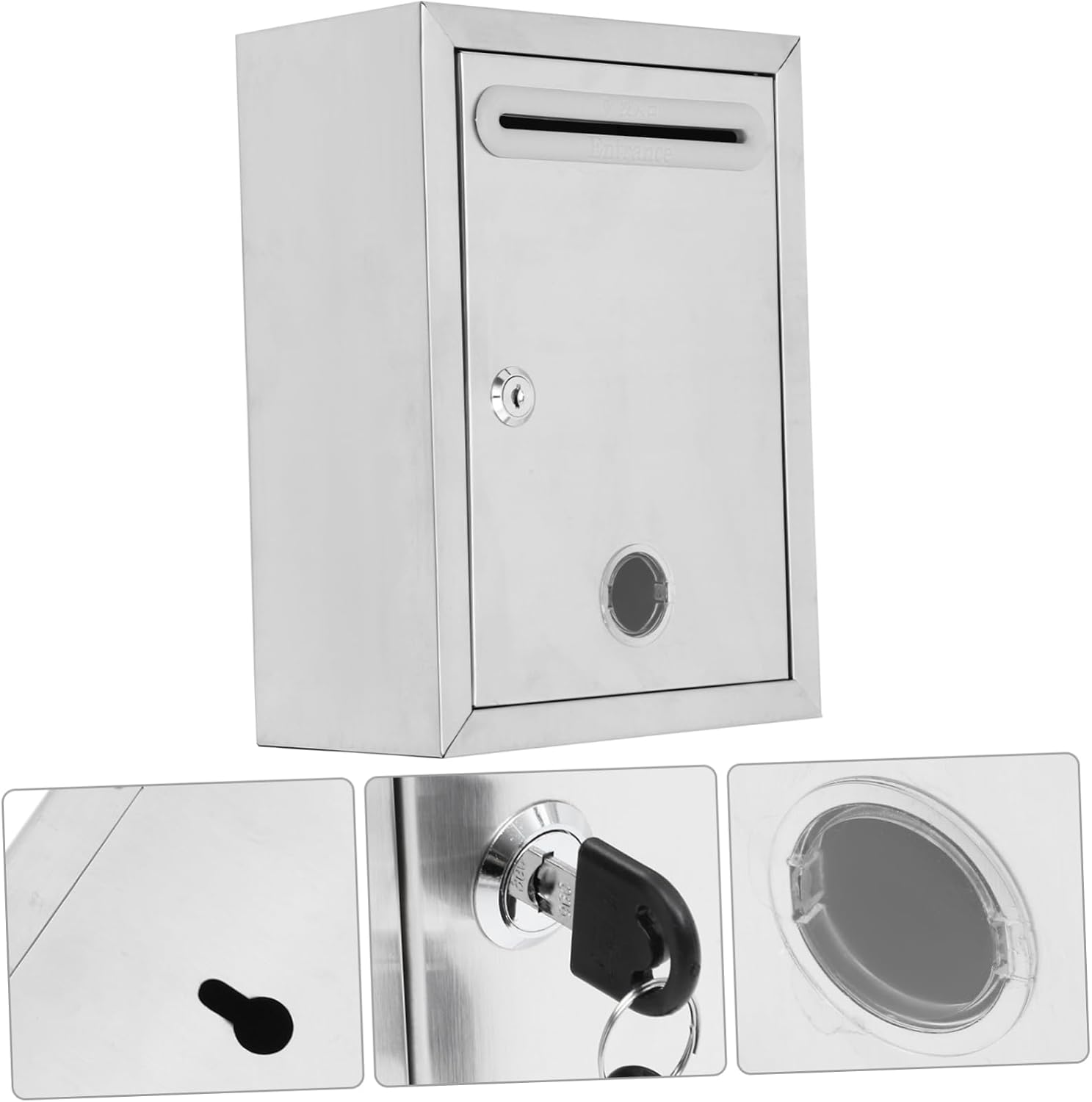 NUOBESTY Stainless Steel Hanging Wall Mailbox with Lock Capacity Outdoor Suggestion Box for Letters Complaints Donations Secure Wall Mount Letter Deposit for Home and Business