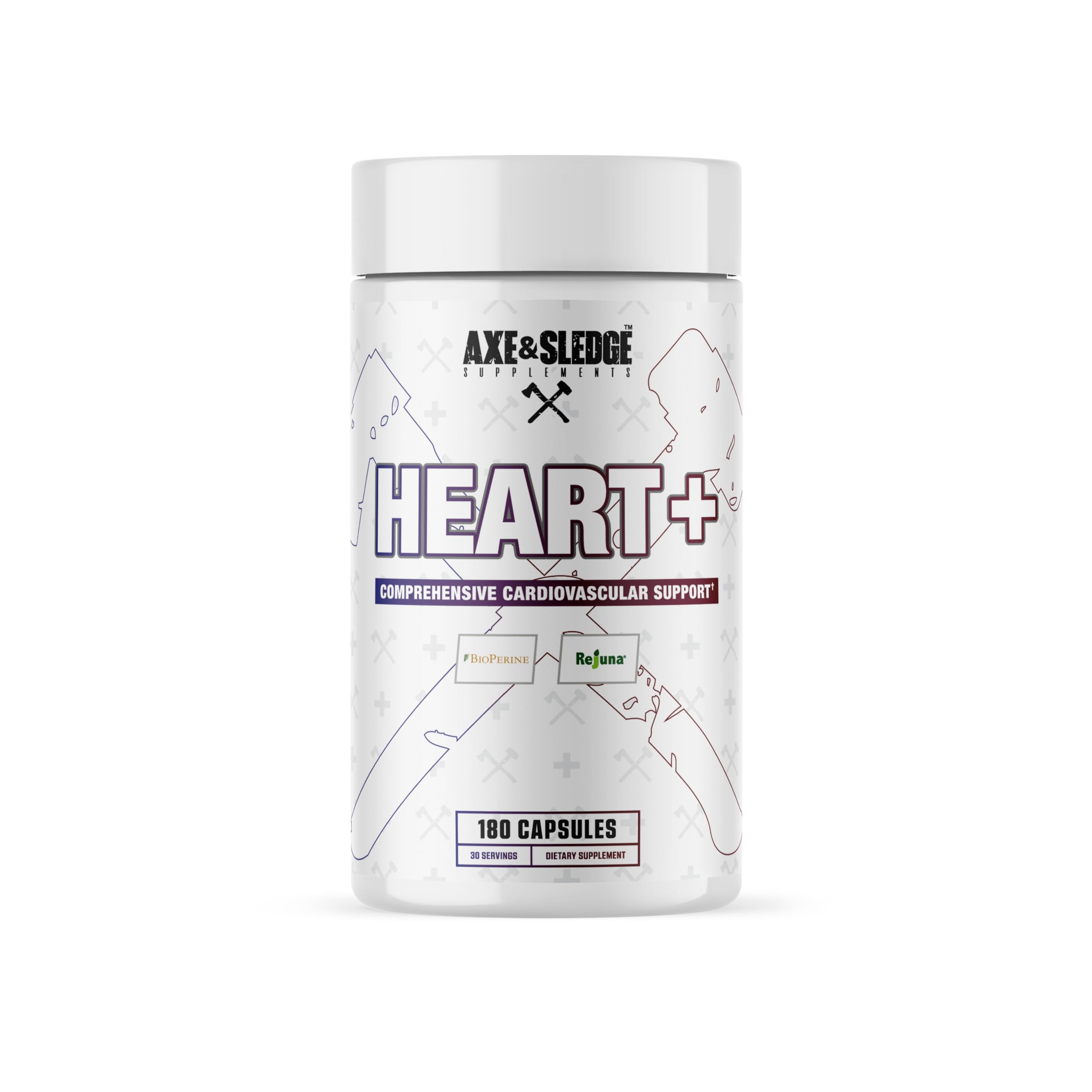 Axe and Sledge Heart+ Cardiovascular Support Supplement | Citrus Bergamot, Turmeric, Olive Leaf Extract | Supports Healthy Cholesterol, Blood Pressure & Heart Function | 30 Servings