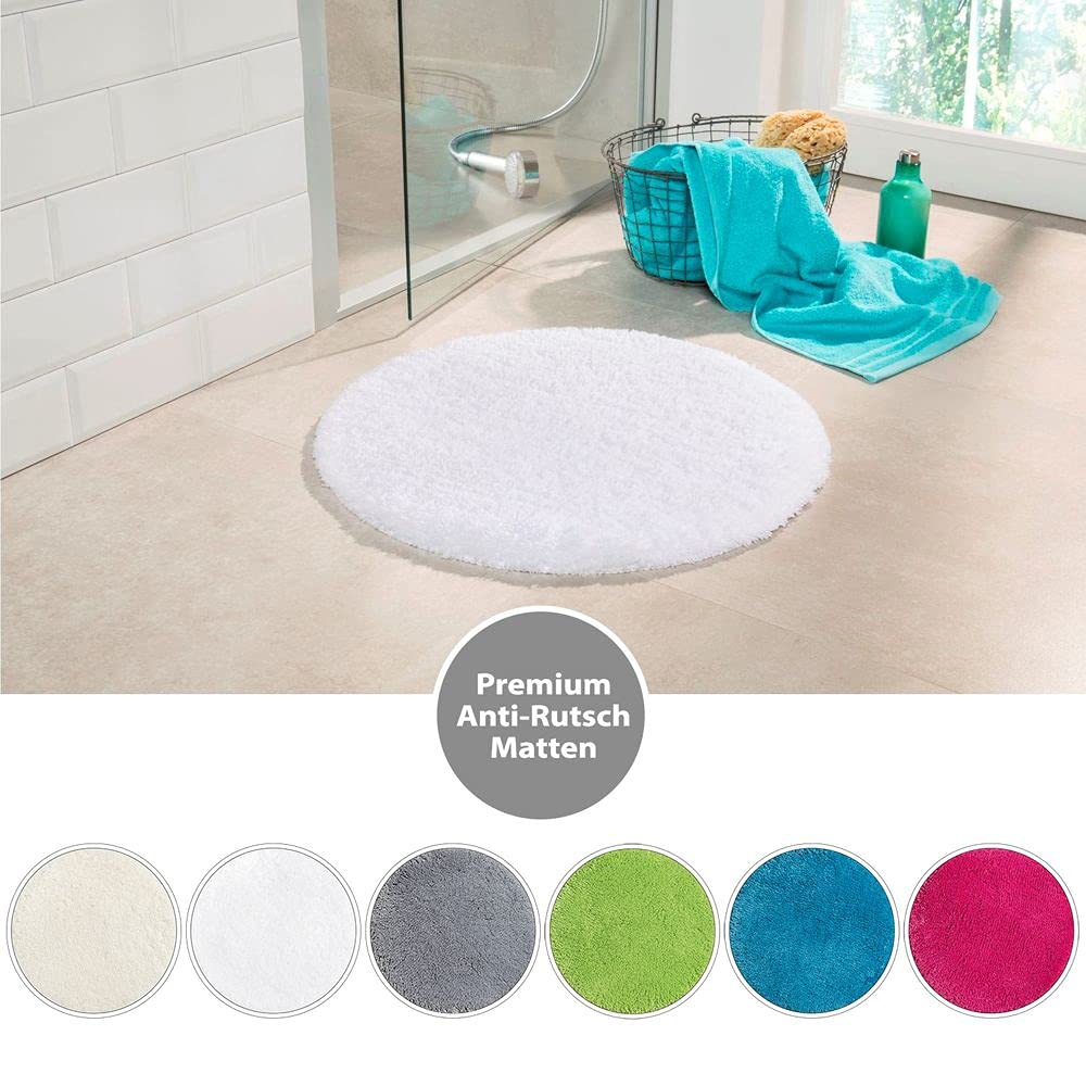 PANA Alfombra de baño redonda de pelo largo en varios colores y tamaños, de microfibra suave, antideslizante y lavable, diámetro de 71 cm, color: blanco