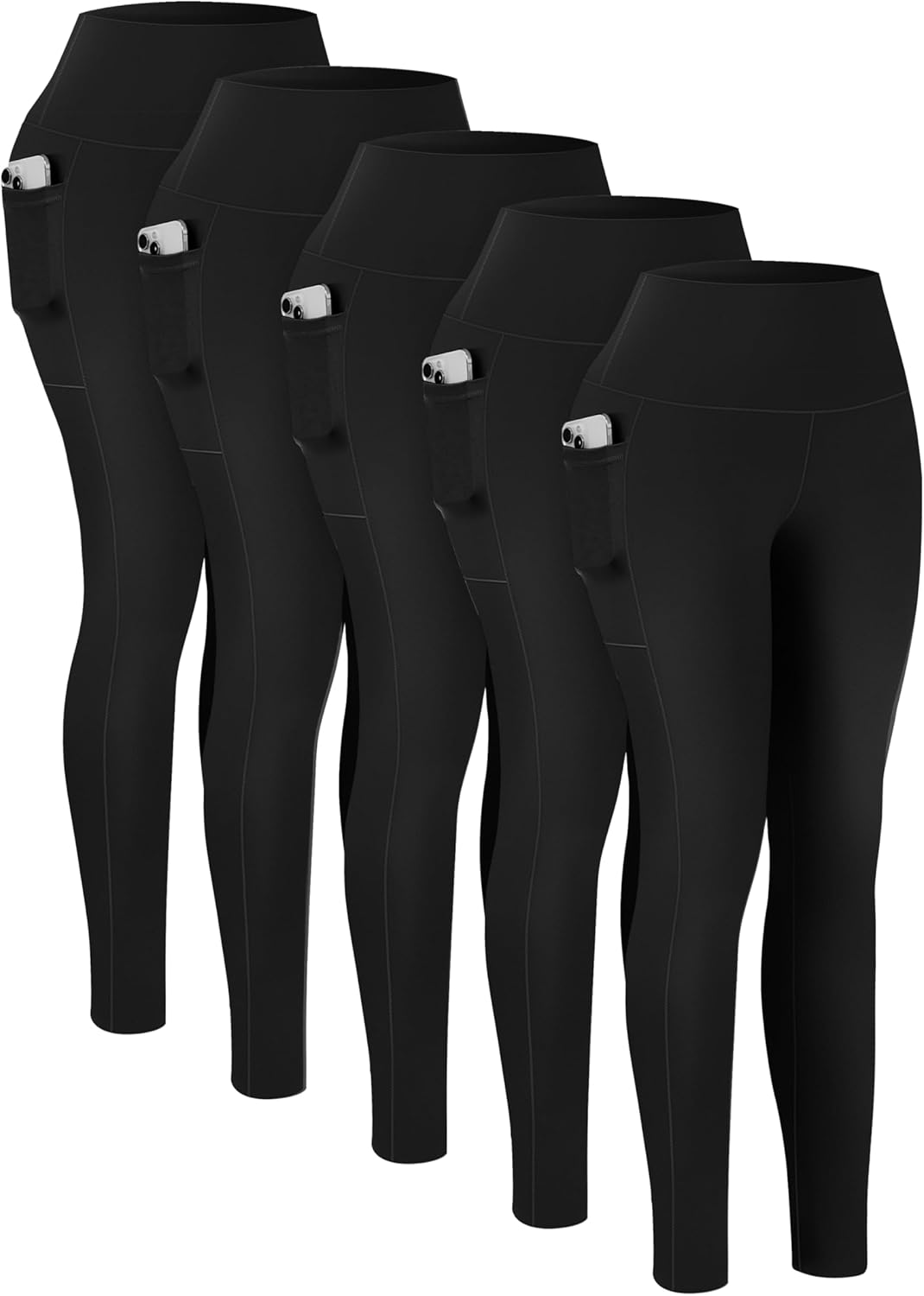 Leggings with Pockets for Women High Waisted Tummy Control Athletic Yoga Pants with Inner Pockers for Workout Running