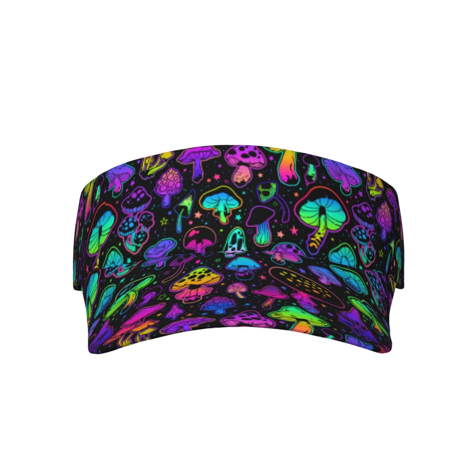 DJNGN Psychedelic Mushrooms Sun Visor Hat Men Women Summer Beach Cap Sport Visors for Running Cycling Fishing
